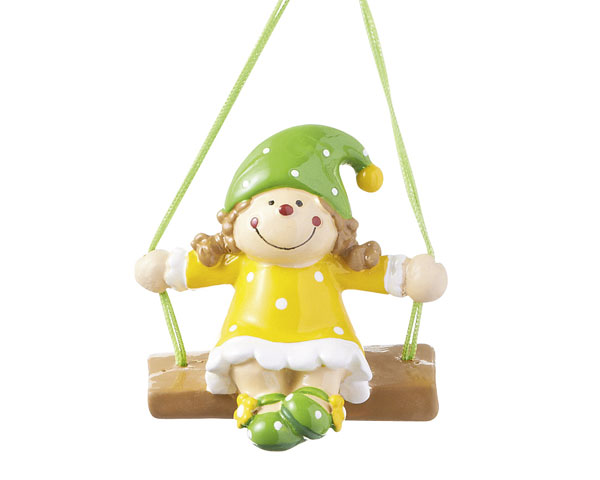 Resin Figur - Fräulein Lustig auf Schaukel