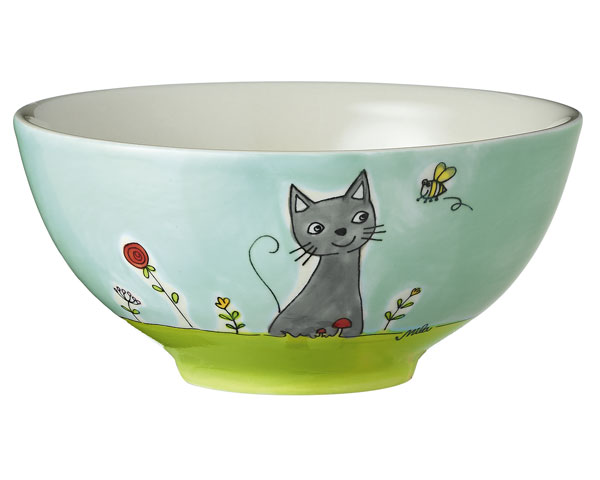 Schale - Katze in Blumenwiese