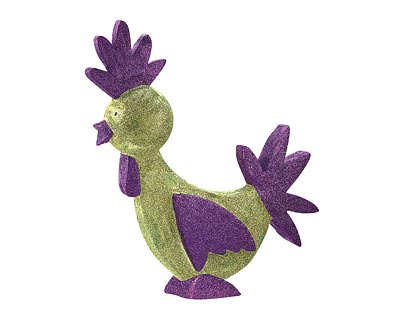 Pappmache Figur - Hahn Glitter grün, 40 cm