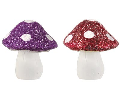Glitter Glückspilze mit Stick - 6- Set, 5 cm