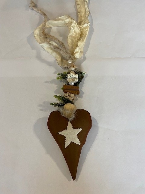 Weihnachtsdekoration Herz braun, hängend
