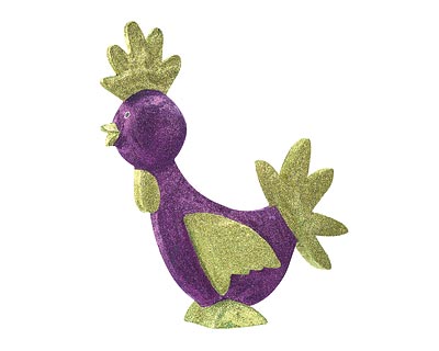 Pappmache Figur - Hahn Glitter lila, 40 cm