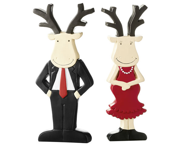 Resin Figur - Elchpärchen Set, schwarz 23 cm