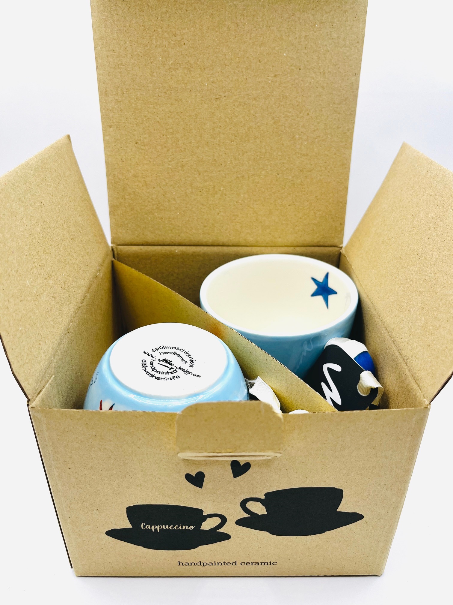 Cappuccino Tasse - 2er Set in Geschenkbox - Save the Ocean
