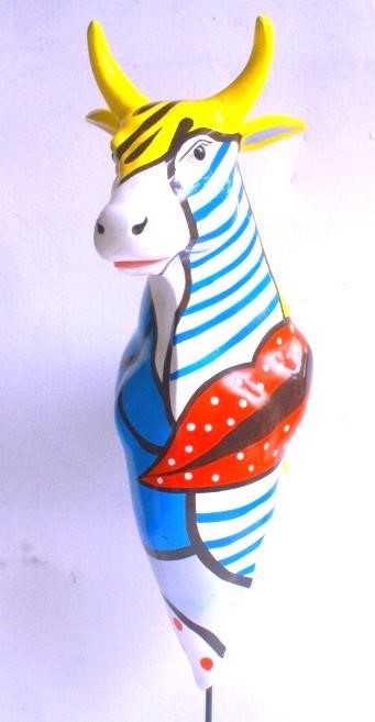 Kunstfigur - ArtPOP Skulptur Cow Head striped, 56 cm