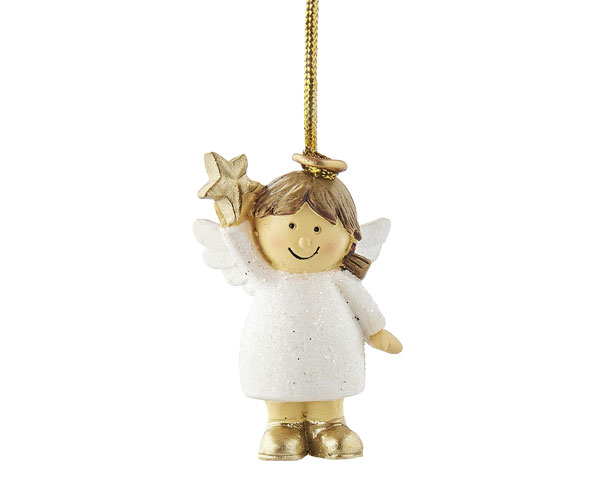 Resin Figur - Engel Nelli hängend, weiss
