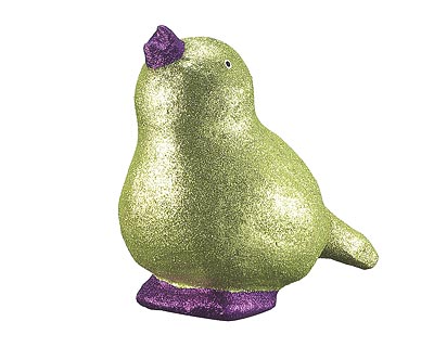 Pappmache Figur - Spatz Glitter grün, 20cm