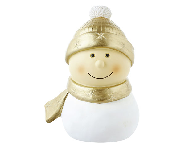Resin Figur - Mr. Snowmann groß, gold 16 cm