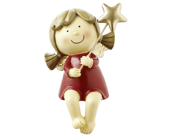 Resin Figur - Kantensitzer Engel Sophia, rot 14,5 cm