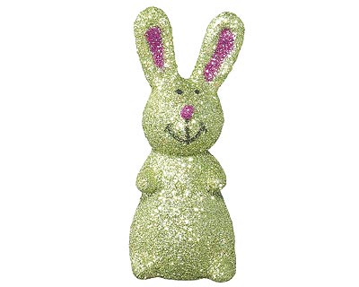 Figur - Glitter Hase sitzend, grün 7 cm