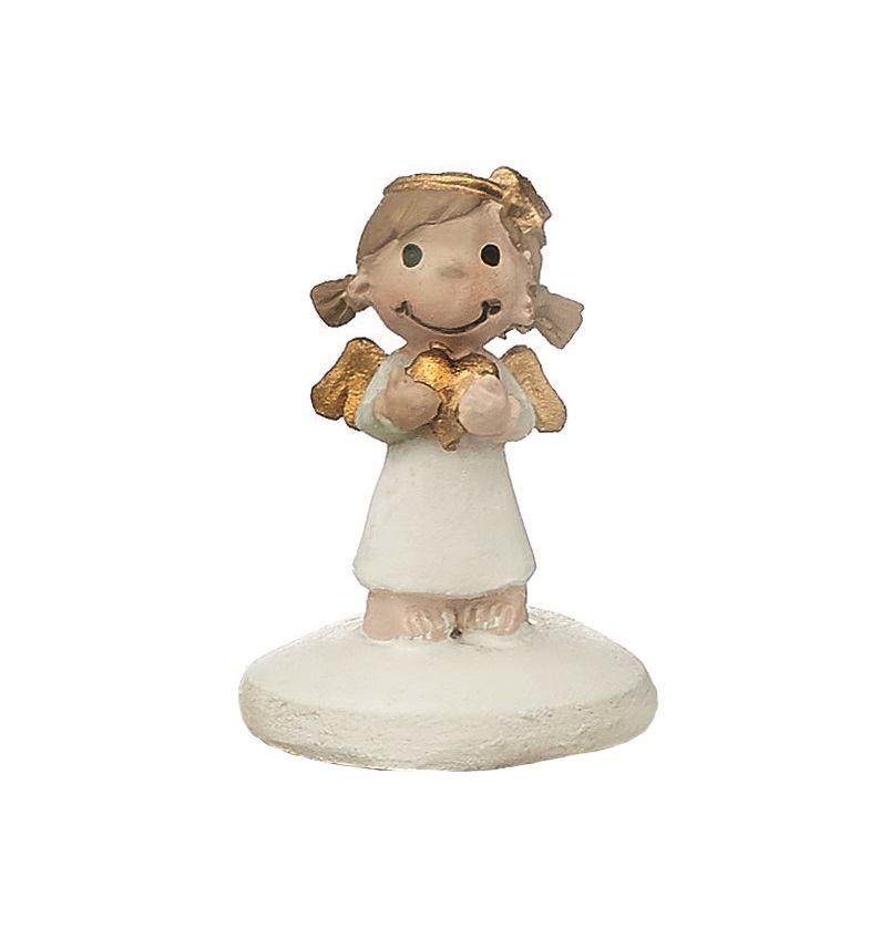 Resin Figur - Schutzengel Mila XXS weiss mit roten Herz 